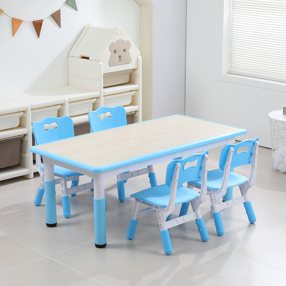Blue wood grain desktop-1 table 4 chairs