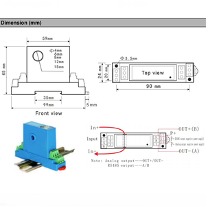 Transmisor de transductor de corriente CA, salida de 4, 20mA, 5V, 10V, RS485, 50A, 100A, 150A, salida de 4, 5V, 10V, DC - Product Image 4