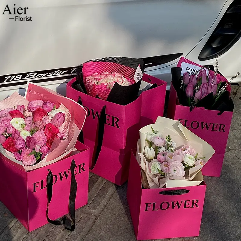 Aierflorist hotpink День матери букет цветов подарок Английский алфавит мешок и цветок бумага упаковка розовый