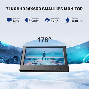 Monitor HM pequeño de 7 pulgadas, pantalla LCD de 1024x600, Mini Monitor HM AV para PC, cámara de seguridad CCTV, ordenador portátil RasPi - Product Image 2