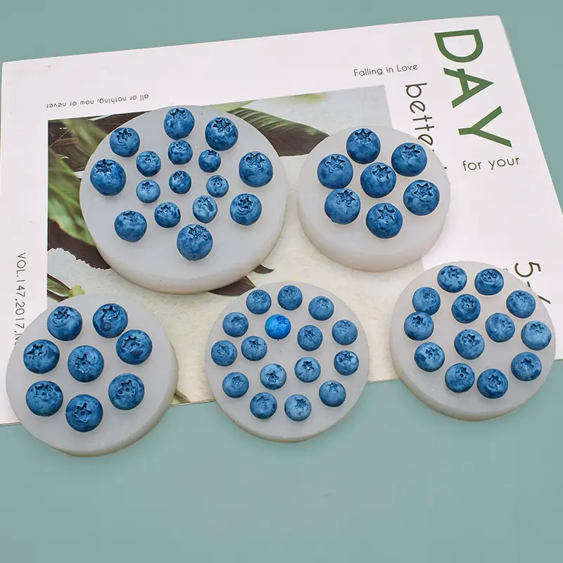 Diy 3D Fruit Chocolade Jelly Mallen Blueberry Siliconen Fondant Mal Voor Taart Decoratie