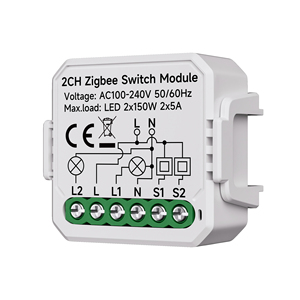 YiHiOO 2 Channel <strong>Zigbee</strong> Smart Relay Switch <strong>Module</strong> with AC 100-240V Tuya Smart Life App for Home - Product Image 1