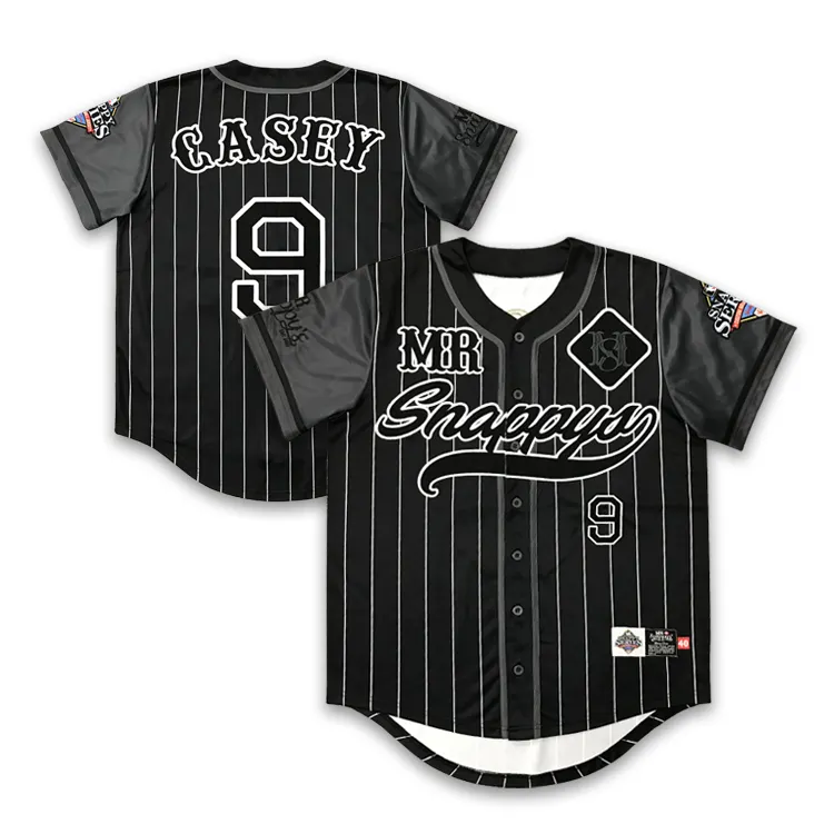 Maillot de Baseball personnalisé, chemise à bande noire, avec Logo brodé par Sublimation,