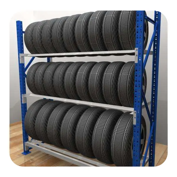 Peterack 조정 가능한 타이어 랙 시스템 타이어 스태킹 선반 창고 보관 매체 의무 금속 선반 산업