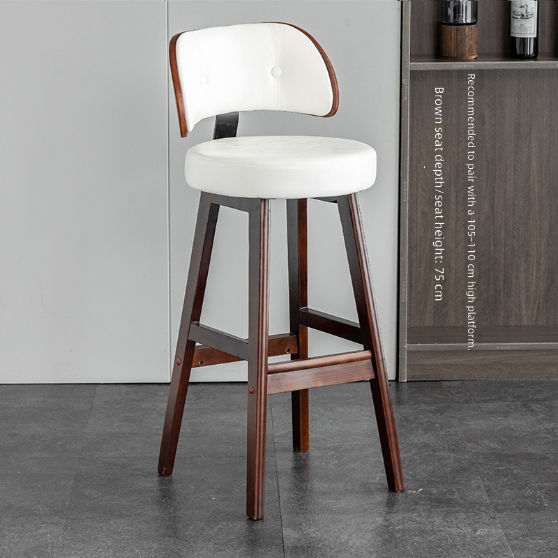 brown solid wood feet-white leather