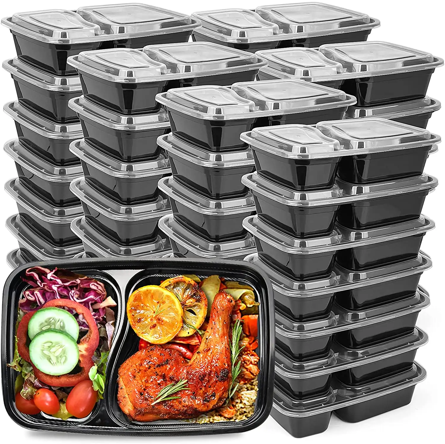 Yiqiang กล่องใส่อาหารแบบใช้แล้วทิ้ง2ช่อง3ช่อง,กล่องใส่อาหารกลางวันแบบพลาสติกกล่องใส่อาหาร