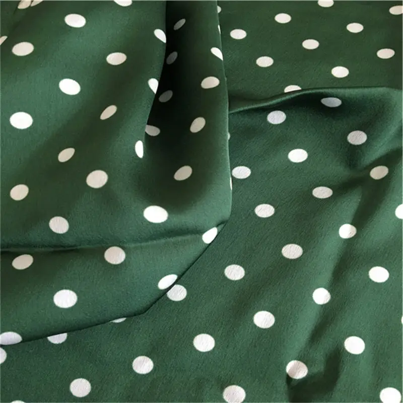 Printed polka dots polyester stretch silk satin fabric for sleepwear dress shirt clothing