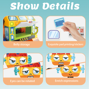 FEELO FL42015 Yeni Büyük Gözlü Robot Oyuncak Büyük Yapı Taşı Seti Çocuklar İçin DIY Oyuncak Robot 88 Parça Büyük Parçacıklı Yapı Taşı Erkek Çocuk Hediyesi - Product Image 5