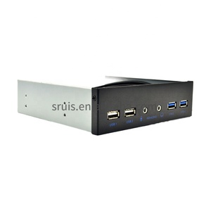 3.5&quot; Hub PC Floppy Bay <strong>19Pin</strong> to <strong>USB</strong> 3.0 2.0 HD Audio Front Panel HD Audio Connector 4 Port <strong>USB</strong> with Cable for Desktop - Product Image 1