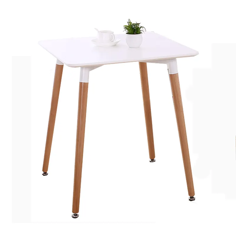 Mesas de comedor modernas, juego de mesa de comedor cuadrada, 4 sillas, MDF blanca pequeña mesa de comedor de alto brillo, venta al por mayor