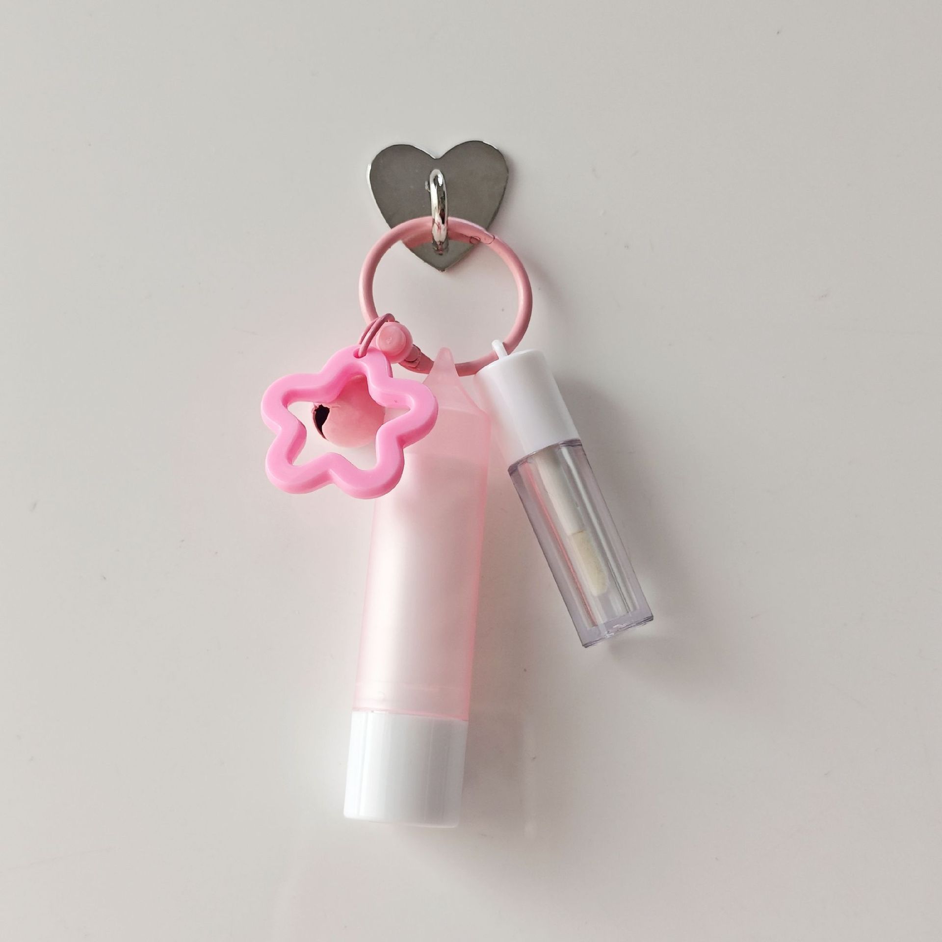 3.5g pink lipstick tube + mini lip gloss tube white