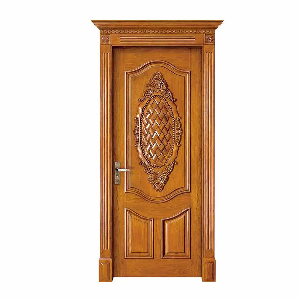 Diseño de alta calidad de la habitación, mano tallada Panel nuevo estilo de puerta de madera maciza para villa y casa