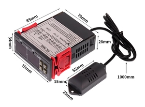 Controlador de pantalla dual de temperatura y humedad con sensor de longitud de cable de 1m, 1 metro - Product Image 3