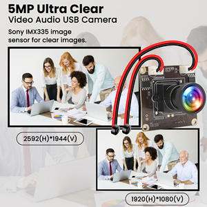ELP 5MP 30fps USB 카메라 모듈 광각 왜곡 없음 렌즈 마이크 3D 프린터 바/QR 코드 스캔 용 미니 38*38mm PC 웹캠 - Product Image 2