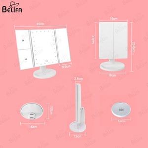 1x 2x 3x 10x三折放大倍率触摸开关化妆品便携式梳妆台化妆镜，带发光二极管灯，用于化妆 - Product Image 3