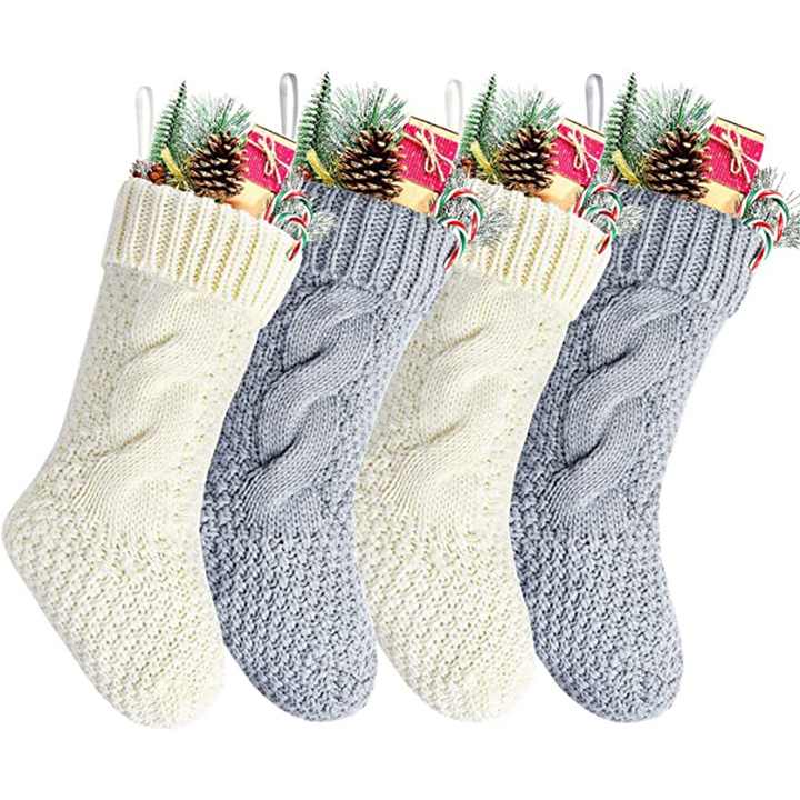 Wholesale 46CM Christmas Tree Decorations Gift Christmas Printed Stocking Knit Blank Christmas Stocking in Stock