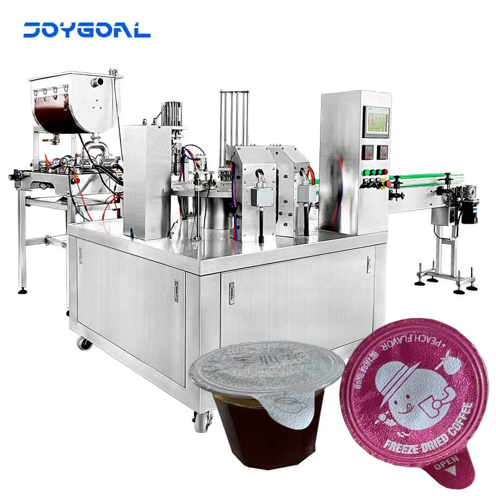 Machine automatique de remplissage et de scellage de tasse de sauce en pâte liquide de yaourt à l'eau de type rotatif BHZ-2
