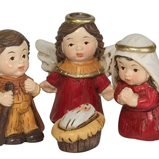 A set of top level statues with a 2-inch resin watch for Jesus' birth, featuring a playful face