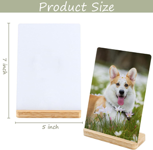 HTPmart 5X7 inç süblimasyon 1.1mm HD alüminyum levha özel boş fotoğraf çerçevesi bambu tabanı ile DIY baskı ev dekor - Product Image 2