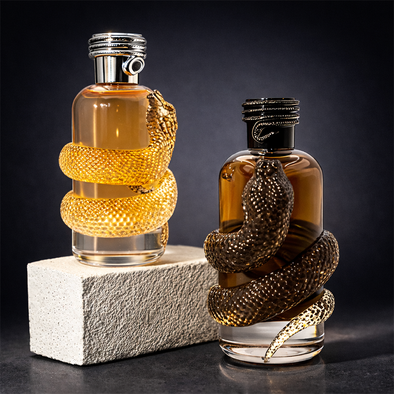 Clear empty perfume bottle