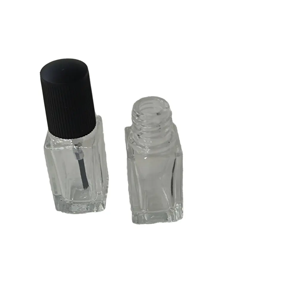 Rõ ràng tròn vuông rỗng Glass UV Gel Nail Polish chai với bàn chải