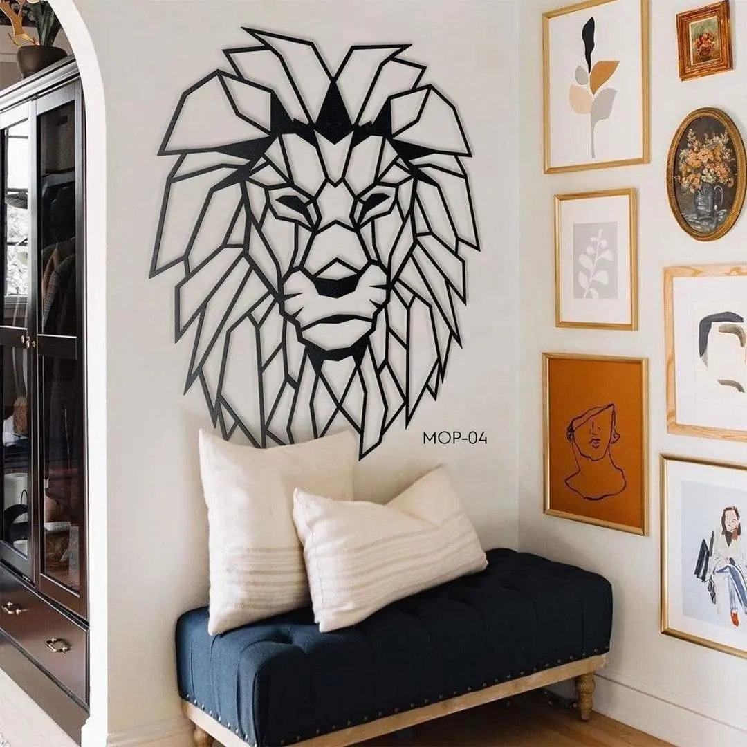 Home Office Living Room Bedroom African Lion Head Indoor Outdoor Wall Art Metal Wall Decoration for Living Room