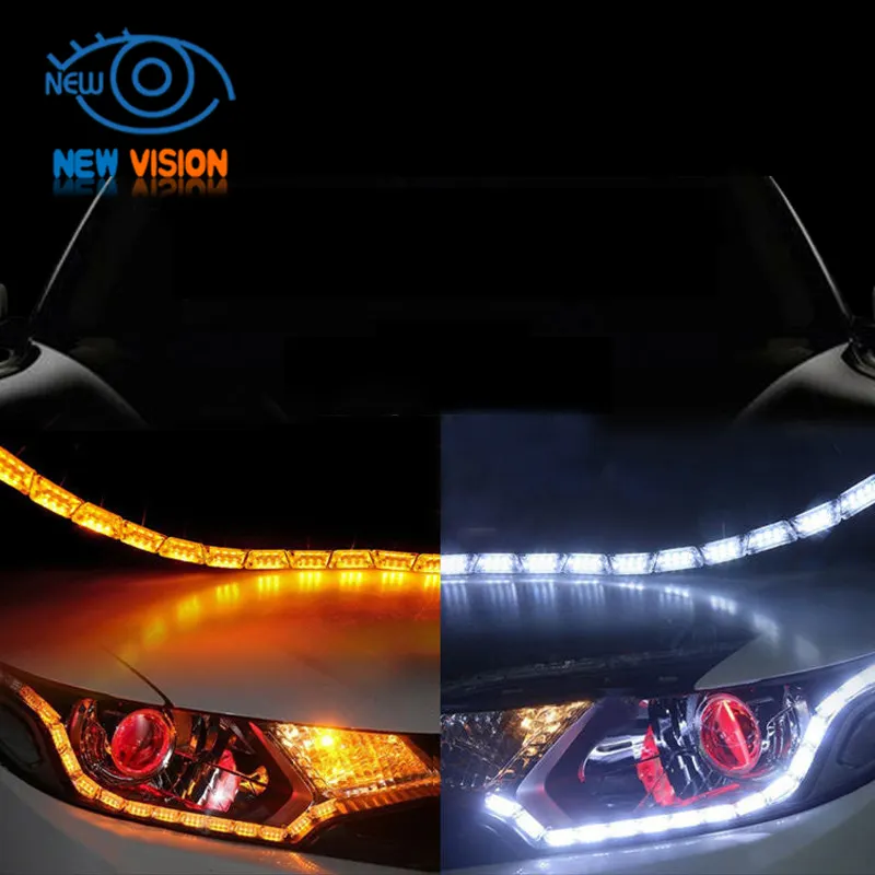 16LED Crystal Eye indicatore di direzione LED Driving Light DRL Day Running Light bianco con la funzione gialla che segue