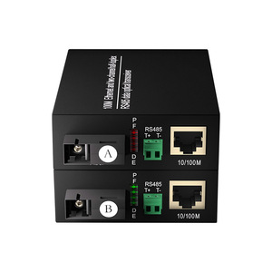 1-CH串行数据RS485至光纤转换器，带10/100Mbps RJ45端口RS-485光纤收发器 - Product Image 1