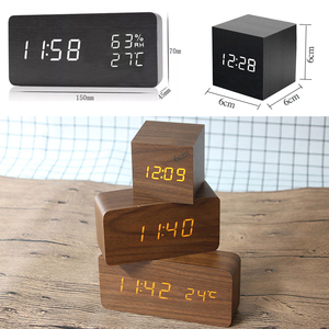 Sveglia a LED in legno orologio da tavolo controllo vocale sveglia sveglia orologio digitale in legno sveglia USB/orologi alimentati tavolo decorazioni per la casa - Product Image 6
