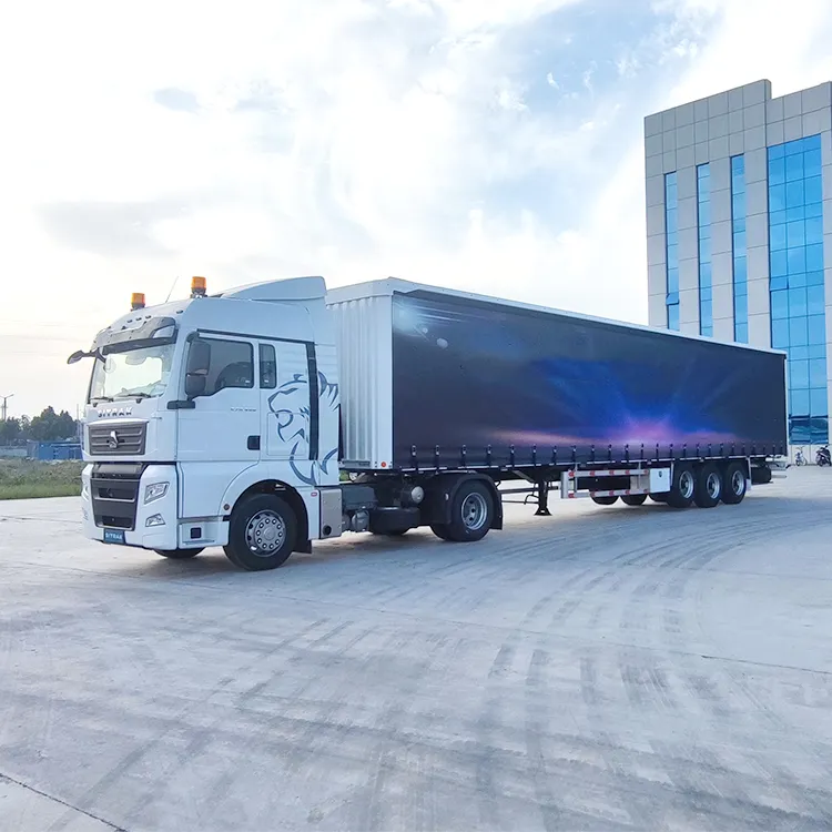 אספקת סין 3 צירים וילון צד מזון חצי נגררים ואן קופסא משאית נגרר מטען למכירה