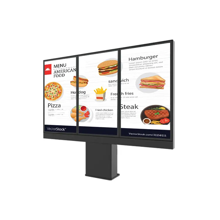 Panneaux d'affichage de menu pour restaurants, 43, 49, 55, 65 pouces, ip65