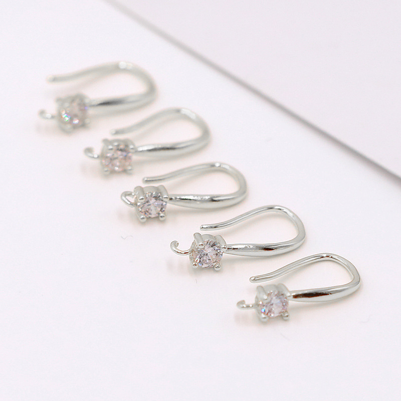 True white gold micro-pave zircon ear hooks
