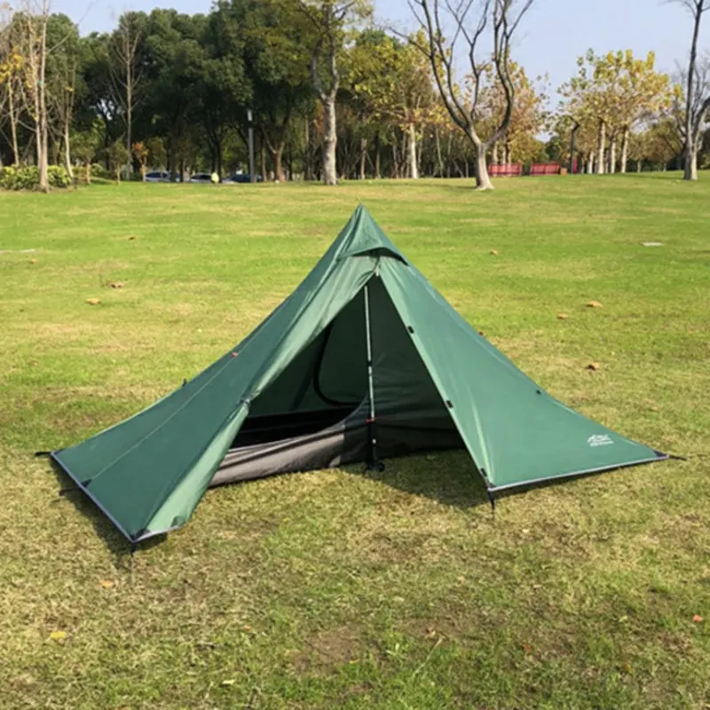 Single Person Ultralight Hiking Tourism Camping Tent Portable Dual Layer Windproof Rainproof Rodless Pyramid 4 Season Tent