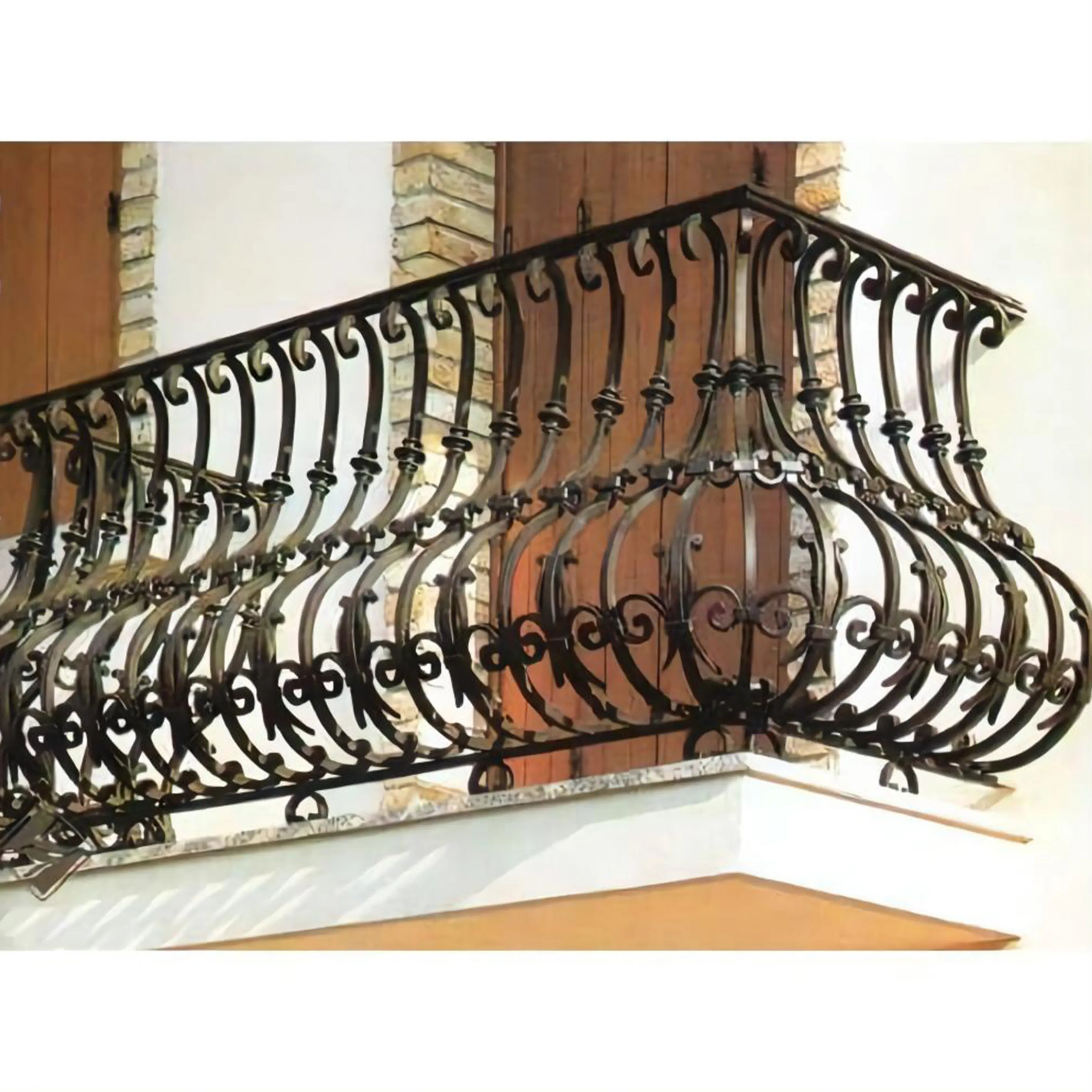 Design esterno in bronzo antico in ferro battuto con balcone in ferro battuto