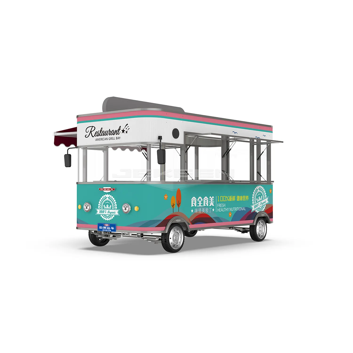 JEKEEN Fast Fitted Food Cart Totalmente Equipado Mobile Restaurant Machine Snack Street Food Car Truck Bus Usado Venda