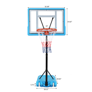 PVC şeffaf tahta sepet çerçeve ayarlanabilir 115-135cm havuz başı basketbol potası mavi - Product Image 6