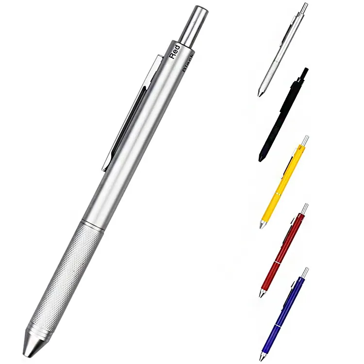 Multicolore 4 en 1 stylo multifonction stylo 0.5mm crayon mécanique avec rouge et noir stylo à bille