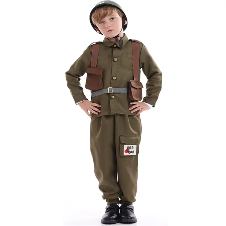 Traje de Cosplay de Halloween del ejército para niños, disfraz de soldado del ejército, vestido de ejército Unisex