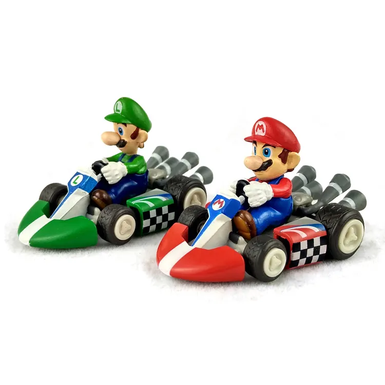 Figure giocattolo per auto Mario Bros in plastica da collezione Anime giapponesi su misura
