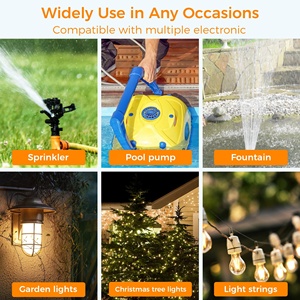 Enchufe de temporizador para exteriores con salida remota, interruptor de control inalámbrico TESSAN con 2 salidas a tierra, sensor de luz del anochecer al amanecer para String Li