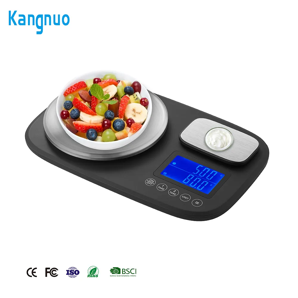 Multifunction Dual Platform Lcd Display Stainless Steel Design Cooking Digital Electronic Kitchen Weighing Scale