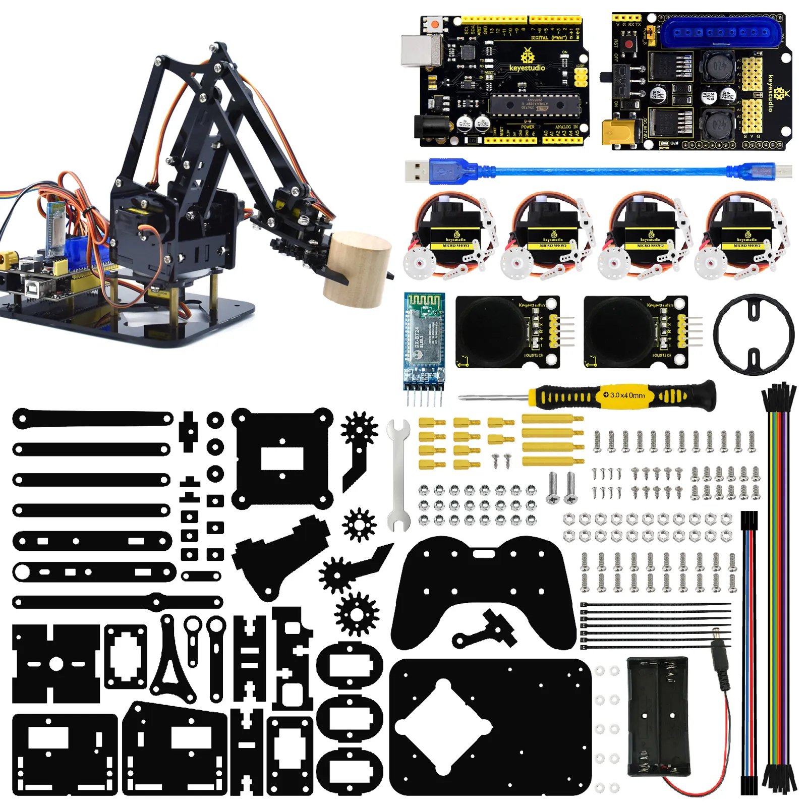 Keyestudio-Mini robot de escritorio, kit de brazo para Arduino, educativo, 4DOF