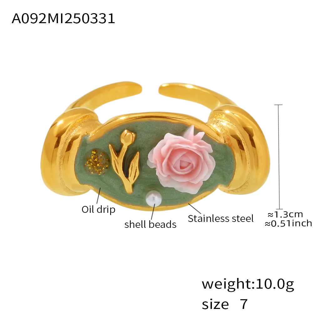 gold pink rose ring
