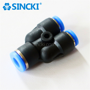 Blue <strong>PW</strong> Series 3 Way Pneumatic Air Connector Hose Reducer Plastic <strong>Tube</strong> Connector for Air Pipe Line
