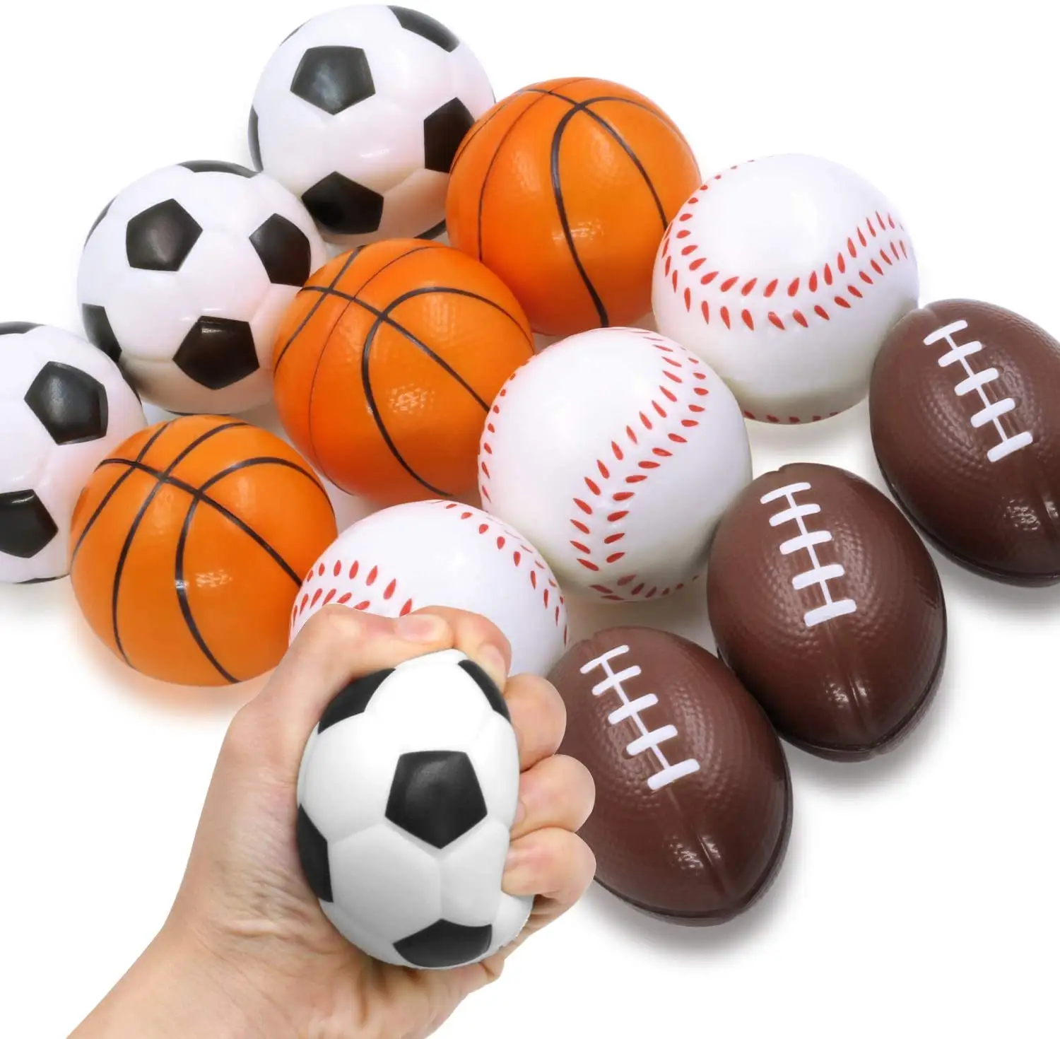 Bolas de estrés antiestrés para aliviar la tensión, pelota de béisbol antiestrés, baloncesto, fútbol, 12 paquetes