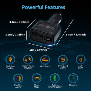 Sinotrack-Dispositivo de seguimiento GPS de doble puerto USB, dispositivo compatible con varios idiomas, 5V 2A, 2A - Product Image 2