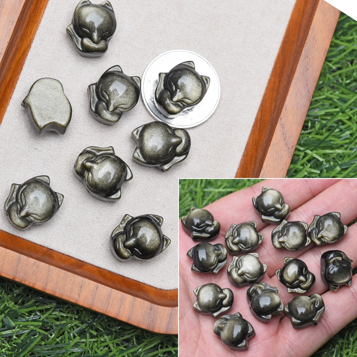9 renard obsidienne doré