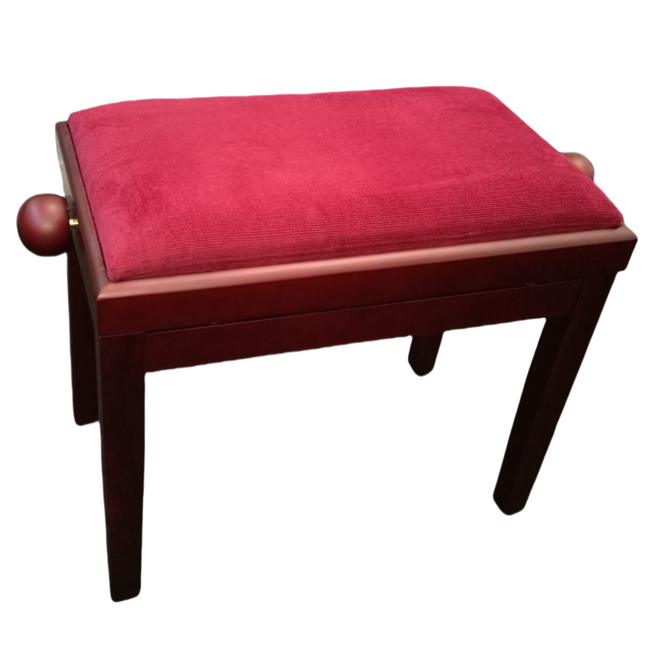RS-232-5 Matte Mahogany Bench with Red Corduroy Cushion