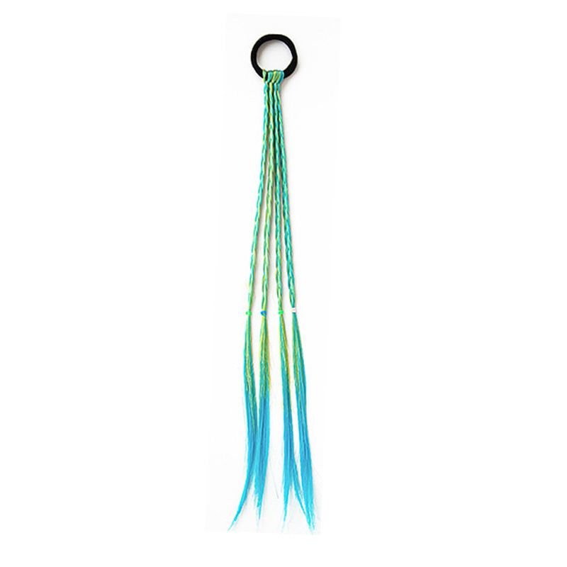 Eight children gradient blue-green wig braid hair tie 1 piece