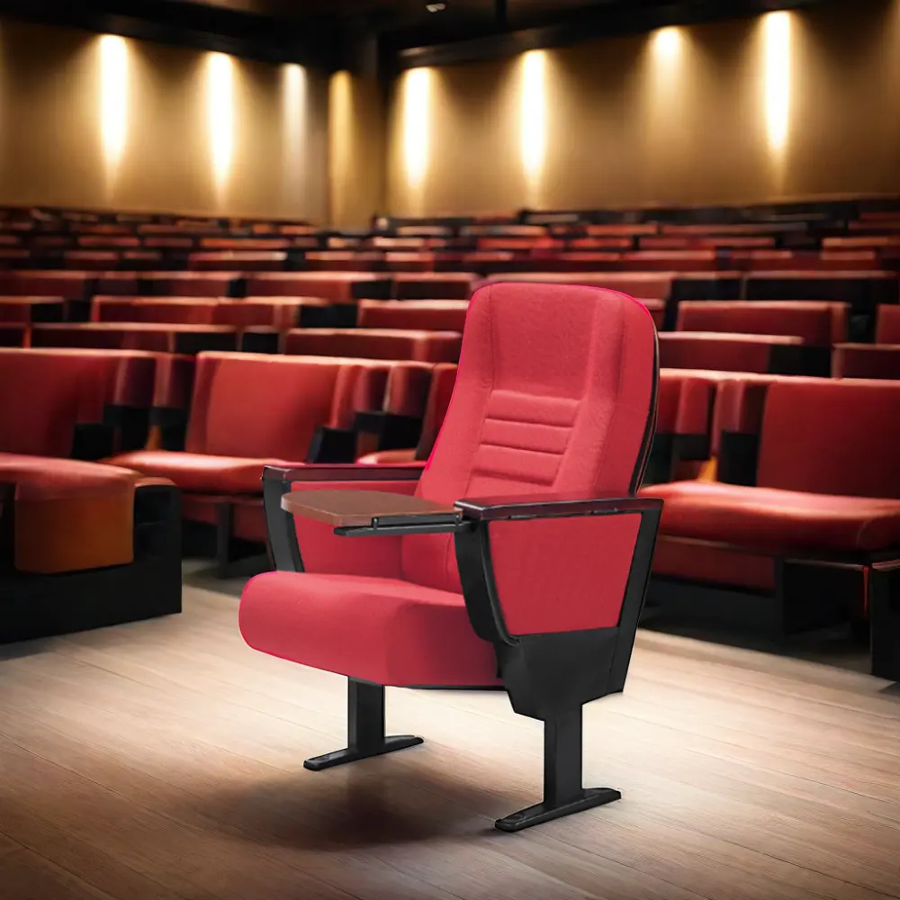 Tissus en gros salle de conférence siège pliant église théâtre auditorium salle cinéma chaises sièges sièges fauteuil bloc-notes
